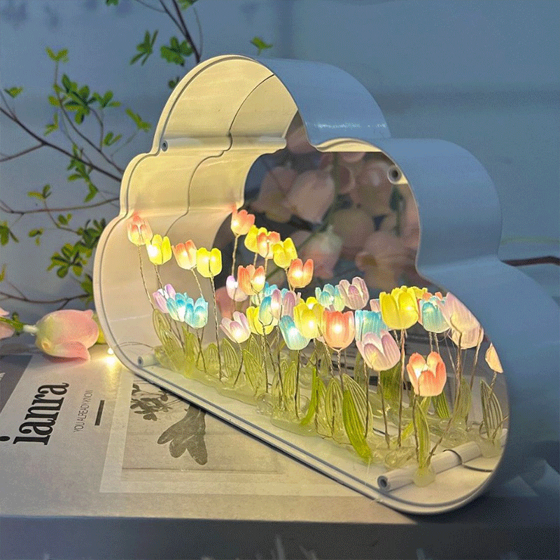 인스타 갬성 튤립 거울 조명 구름 모양 생일 선물 무드등 DIY 재료 패키지
